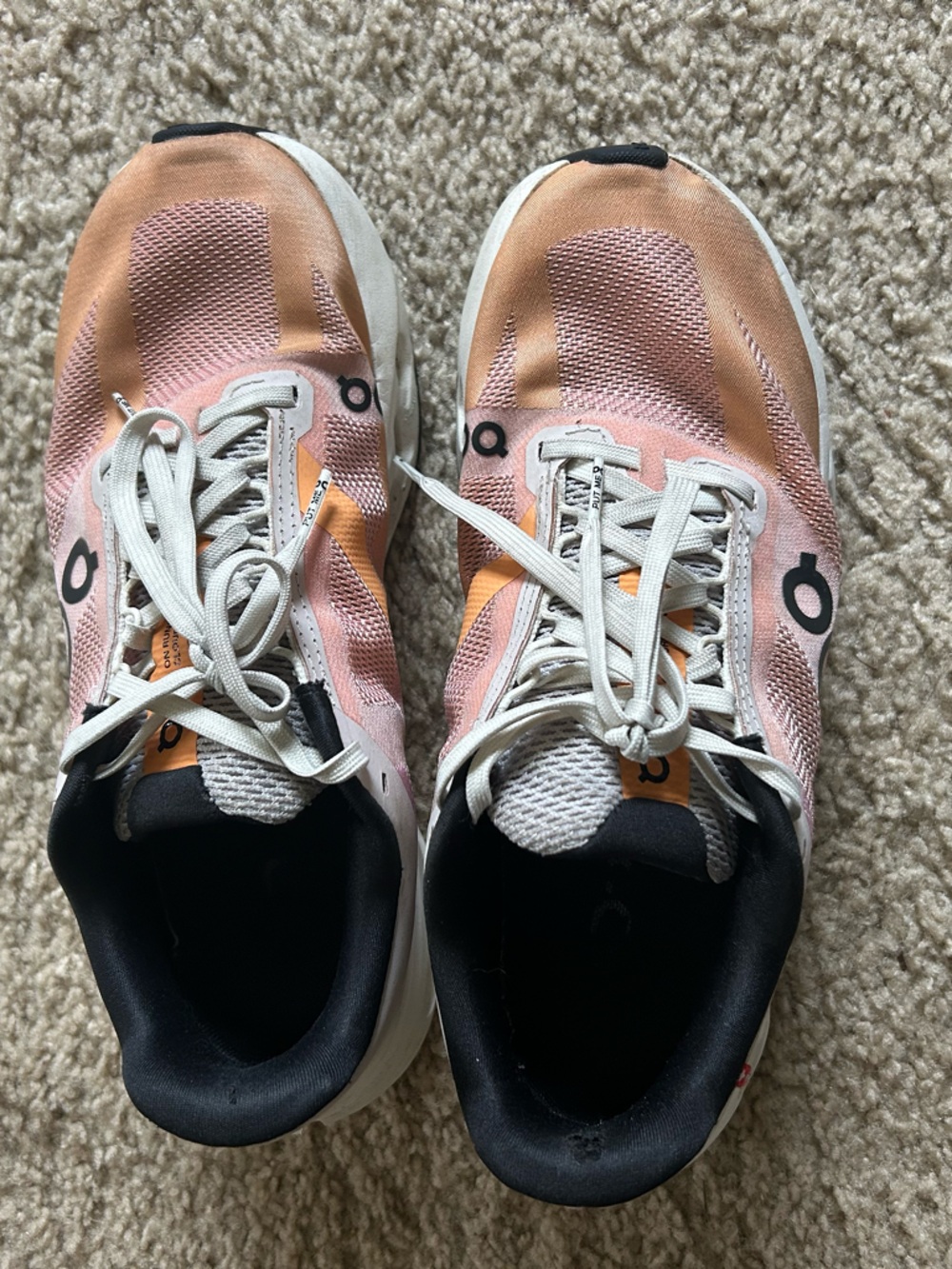 On Running Pink and Peach Lace-Up Sneakers
